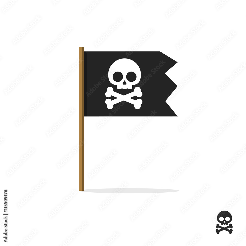 Pirate flag vector symbol flat icon, skull crossbones, bones shape label, illustration sign, shape badge isolated on white, danger and warning symbolic Pirate flag vector symbol flat icon, skull crossbones, bones shape label, illustration sign, shape badge isolated on white, danger and warning symbolic
