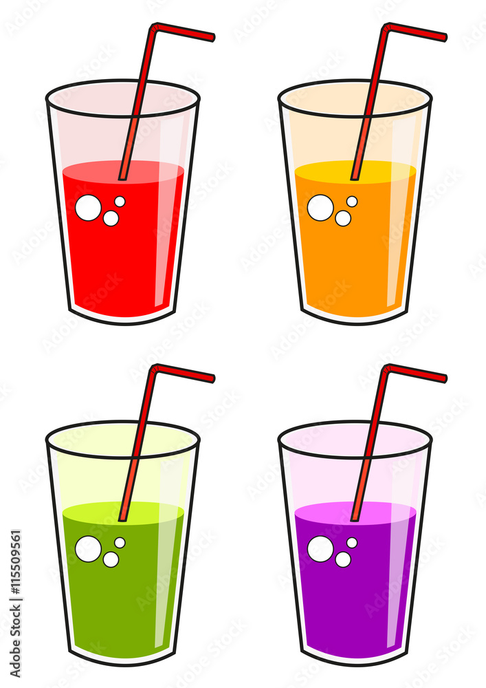 Set of glasses with fruit juice Set of glasses with fruit juice