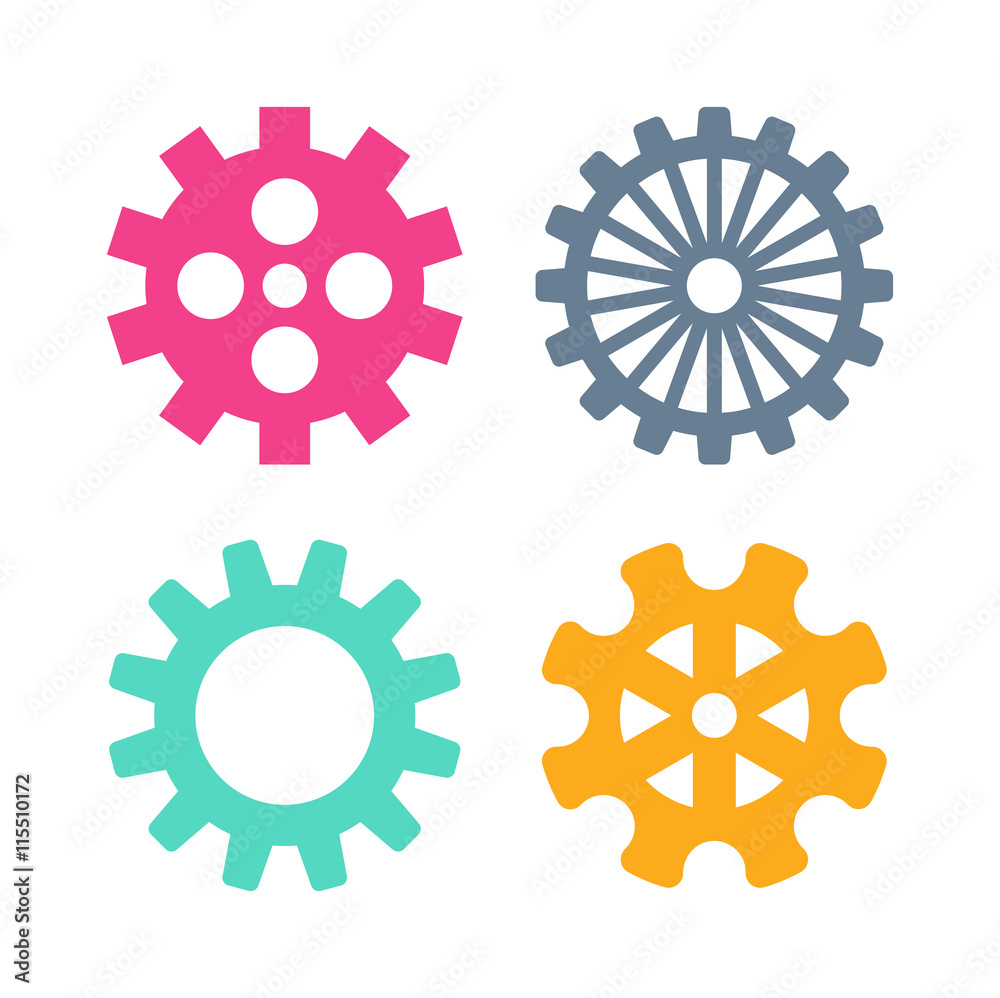 Vector gears icons set machine wheel mechanism machinery mechanical, technology technical sign. Engineering symbol, round element gears icons. Gears icons work concept, industrial design. Vector gears icons set machine wheel mechanism machinery mechanical, technology technical sign. Engineering symbol, round element gears icons. Gears icons work concept, industrial design.
