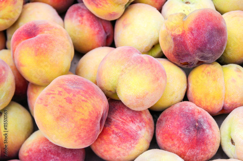 peaches on the counter market as a background