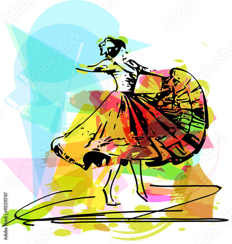Illustration of woman dancing marinera