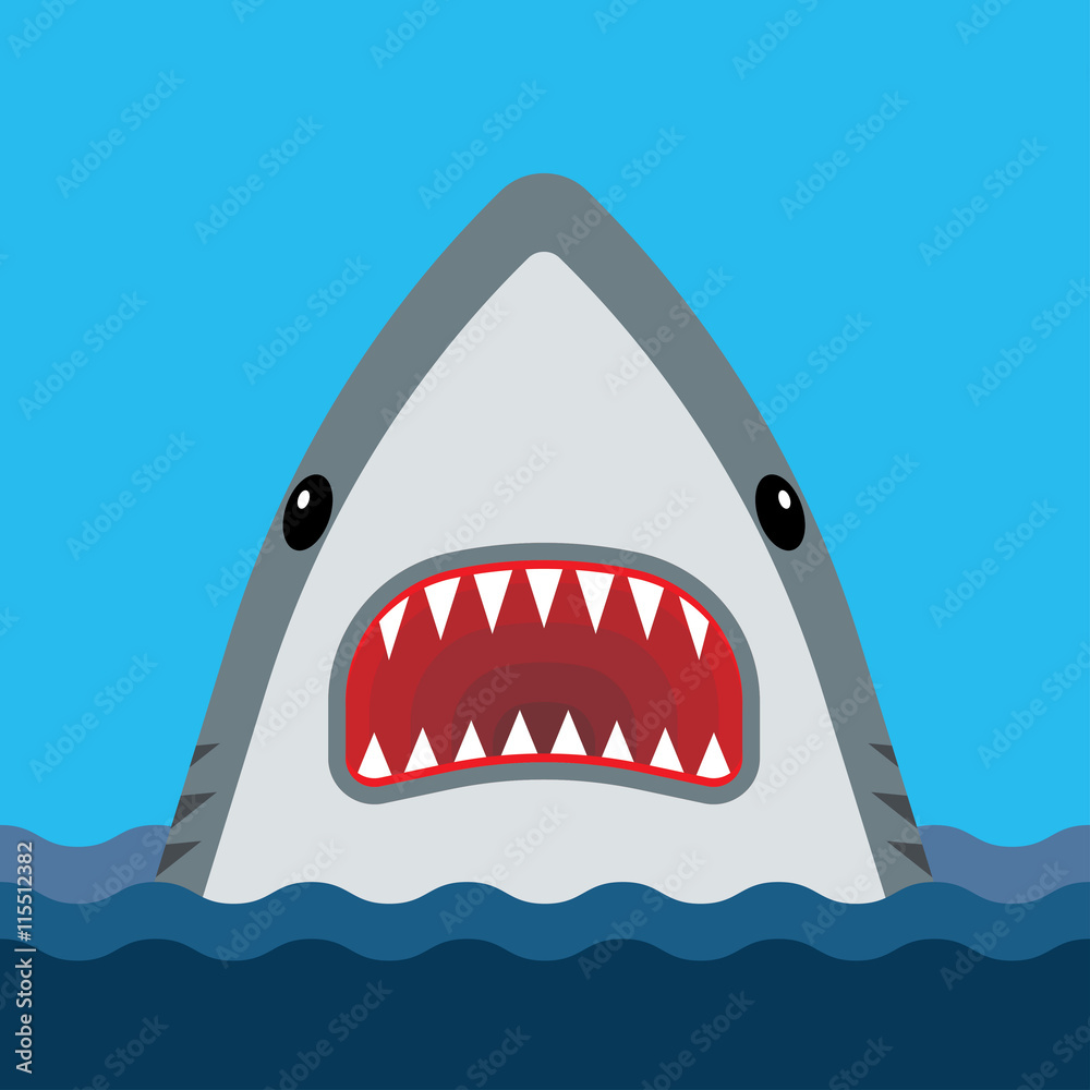 Naklejka premium Shark with open mouth and sharp teeth