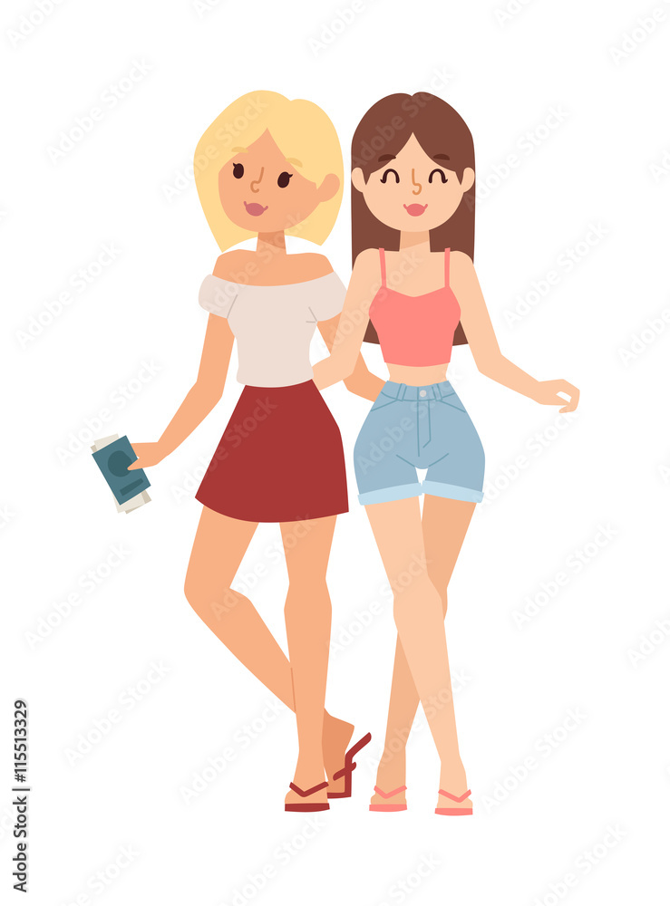 Two happy young girlfriends telling secrets and gossip girls vector illustration. Attractive fun adult gossip girl and rumor talk whisper girls gossip. Two happy young girlfriends telling secrets and gossip girls vector illustration. Attractive fun adult gossip girl and rumor talk whisper girls gossip.