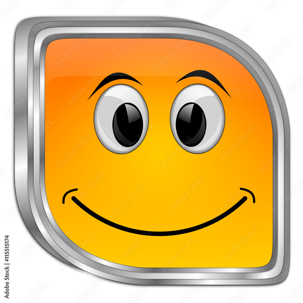 Button with smiling face - 3D illustration Button with smiling face - 3D illustration