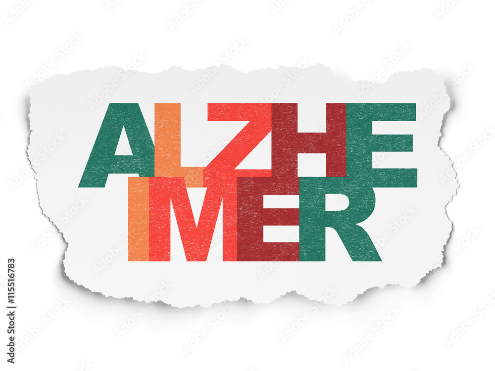 Medicine concept: Alzheimer on Torn Paper background