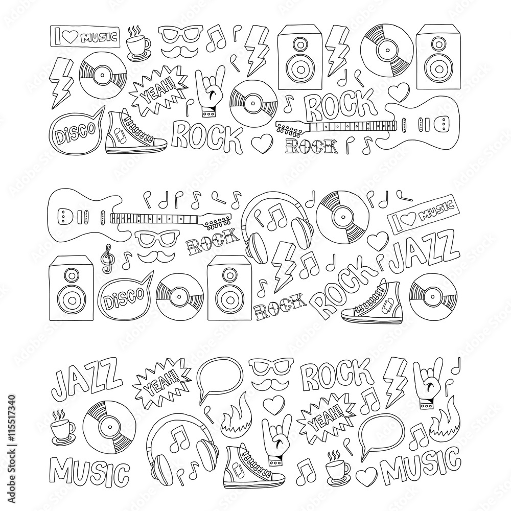 Music doodle vector set