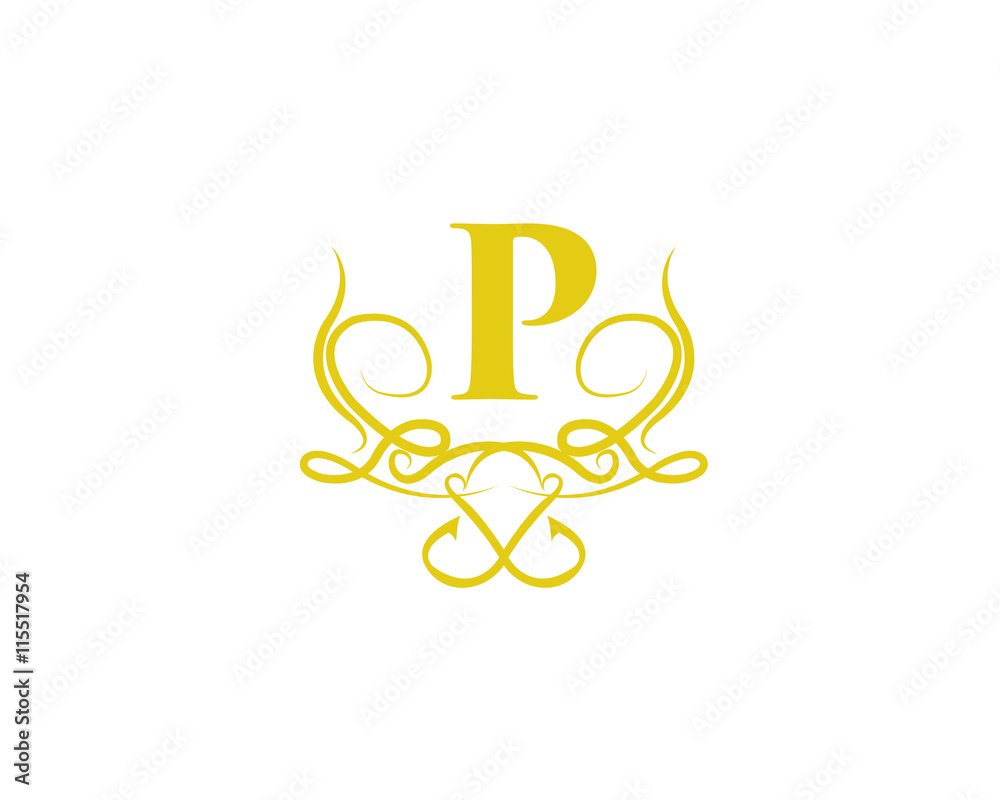 Golden Decorative P Logo