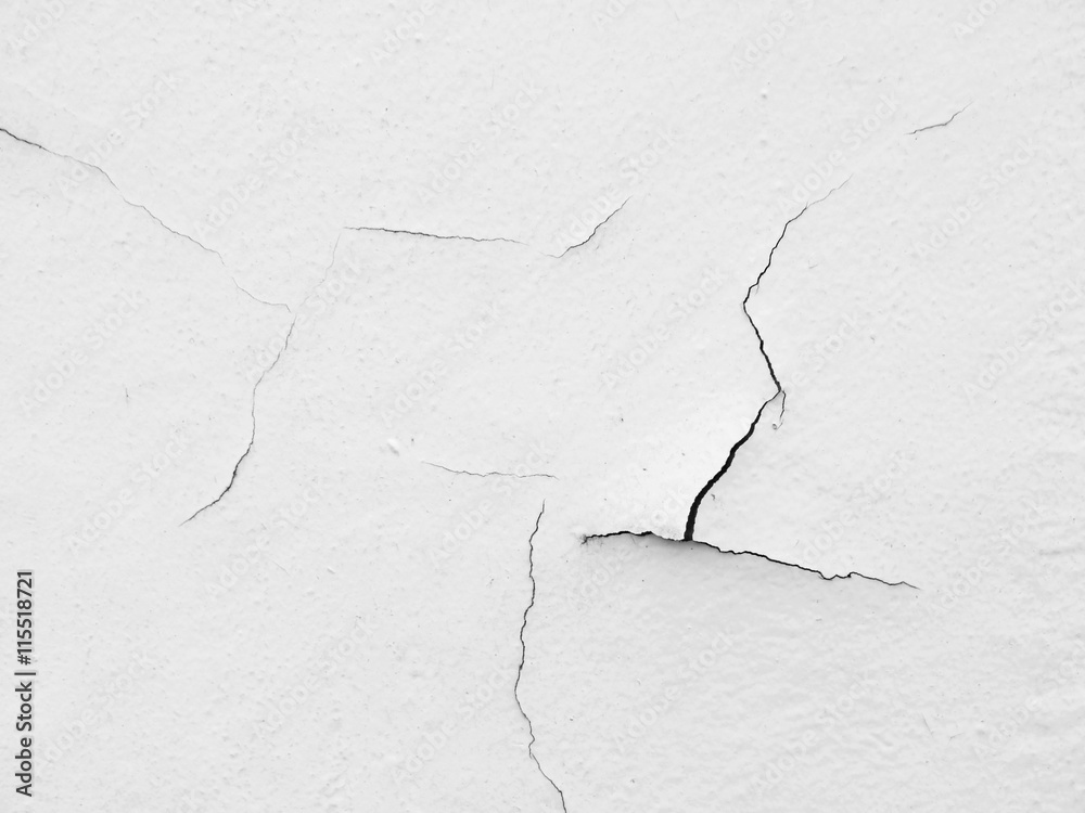 Fototapeta premium Cracked concrete white wall background