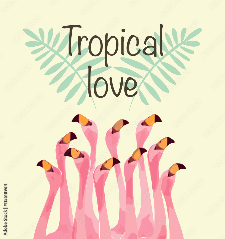 Obraz premium Flamingo illustration for Tropical love