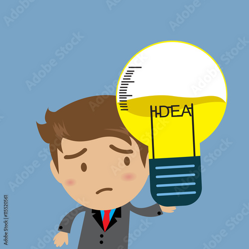 Businessman holding big light bulb no idea, business concept
