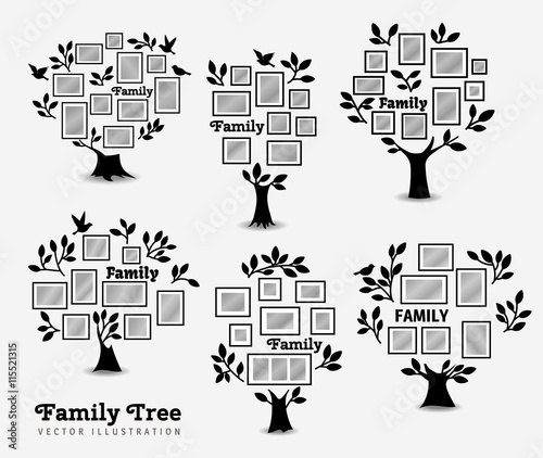 Memories tree with picture frames. Insert your photo into template frames. Collage vector illustration