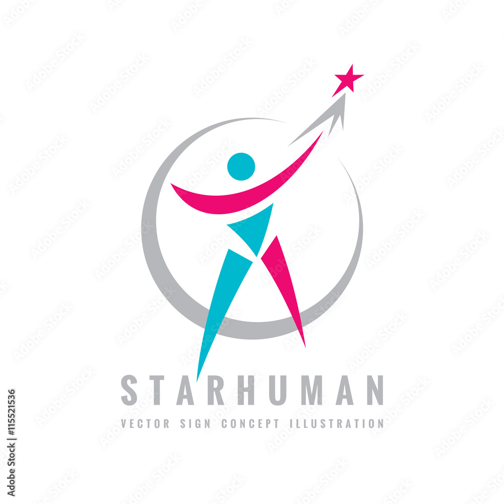 Fotografie Human character with star in circle - vector logo template creative illustration