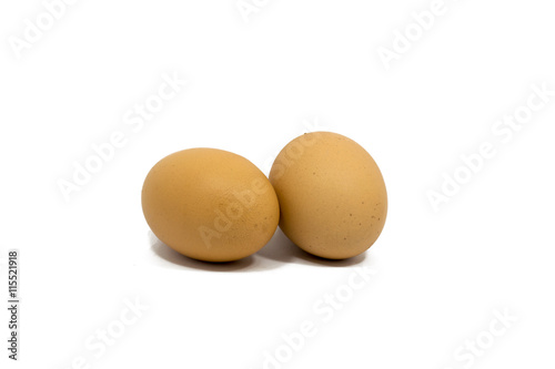 Two eggs isolated on white background