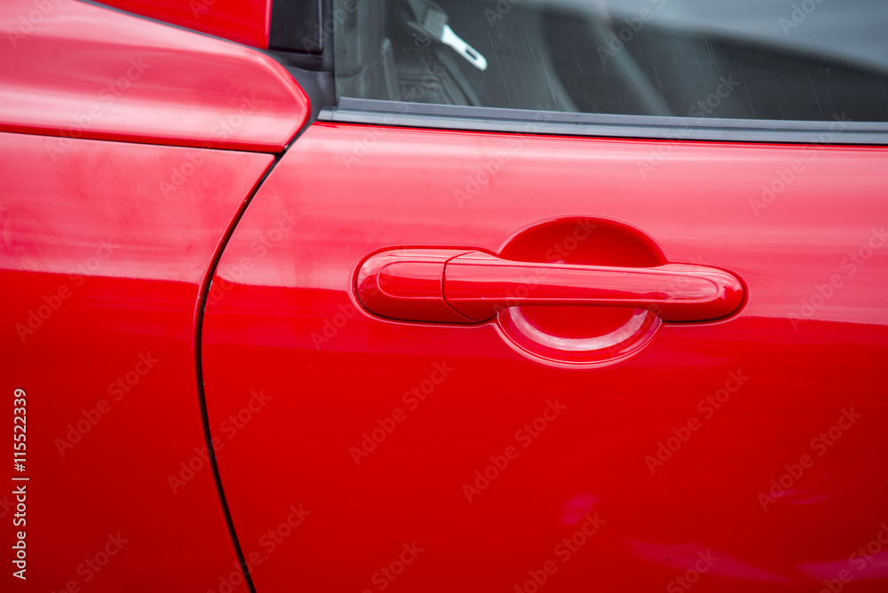 close up on sport car door handle