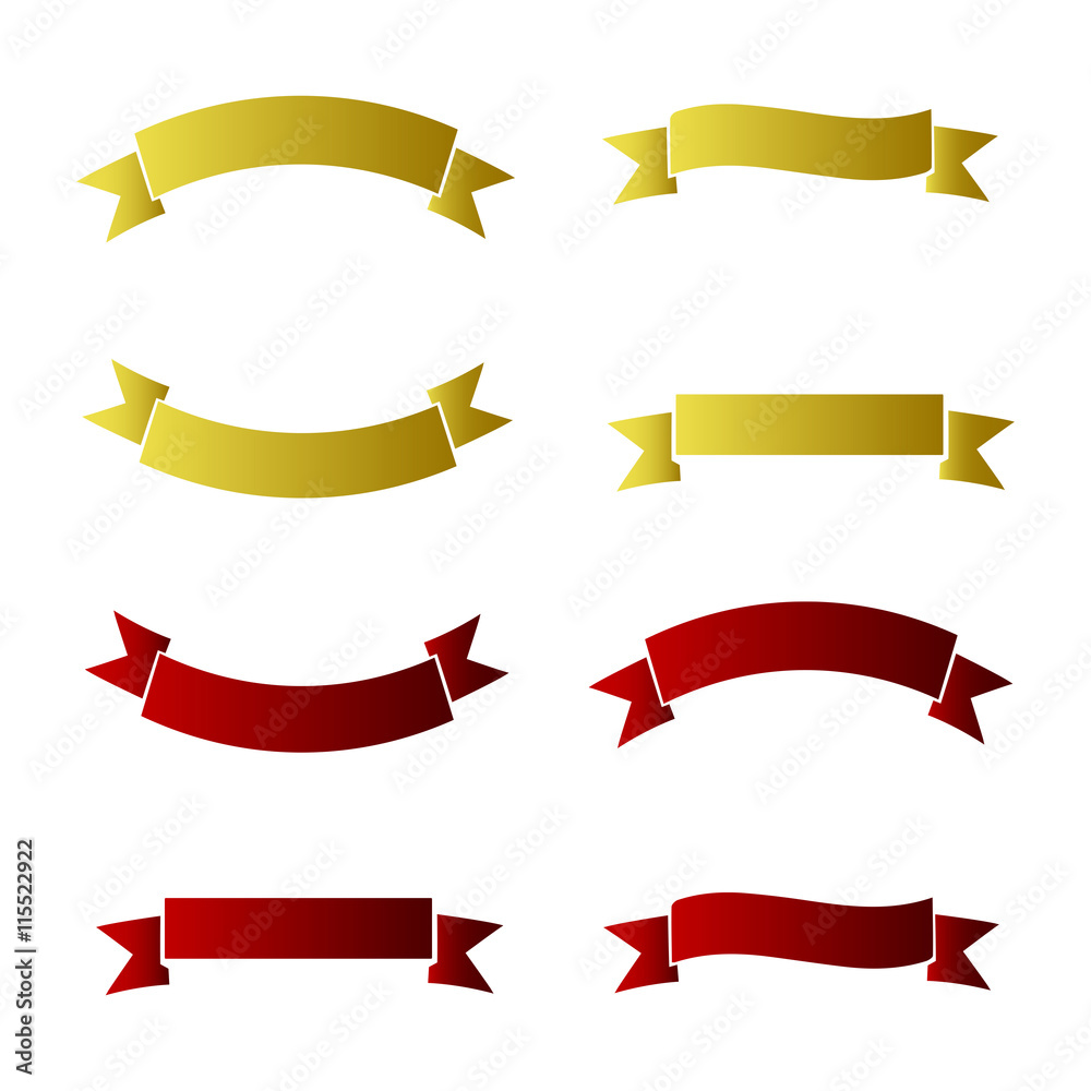 set of colored ribbons red yellow