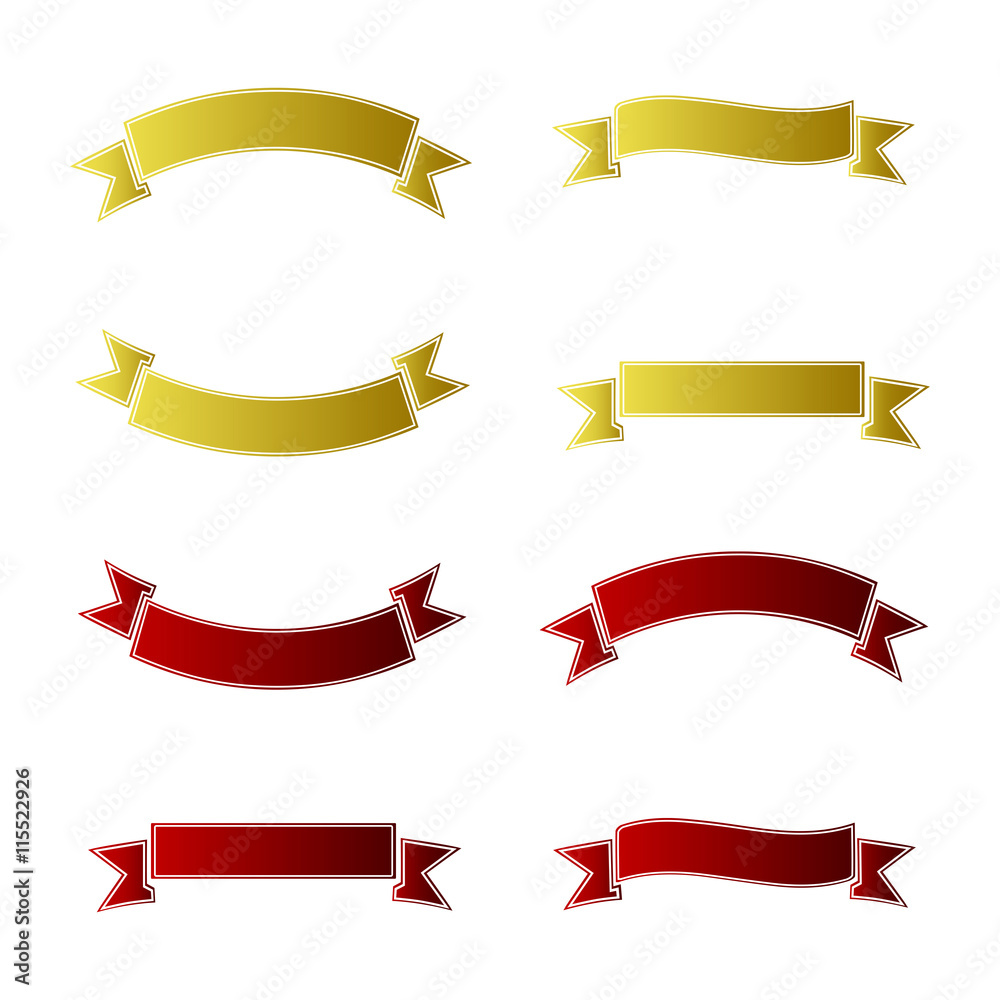 set of colored ribbons red yellow set of colored ribbons red yellow