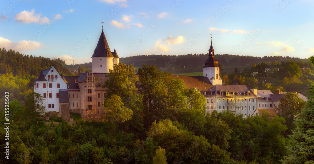 Schloss und Kirche in Schwarzenberg Erzgebirge