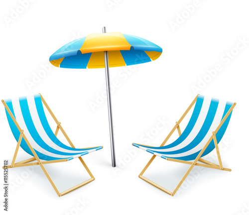 stripped deck-chair with umbrella beach inventory