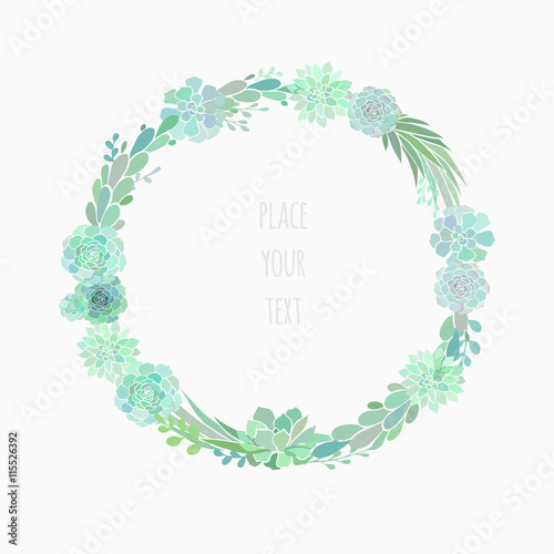 succulent wreath isolated on white