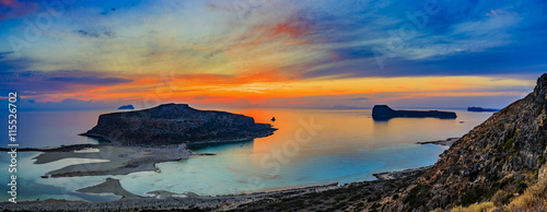 Amazing sunset of Balos Lagoon and Gramvousa island on Crete, Greece
 photo