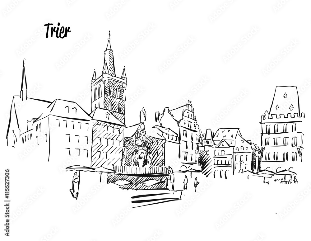 Trier Market Square Outline Sketch