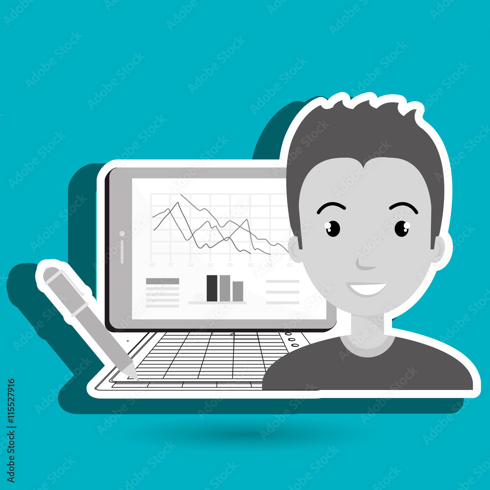 man with pc isolated icon design, vector illustration graphic man with pc isolated icon design, vector illustration graphic