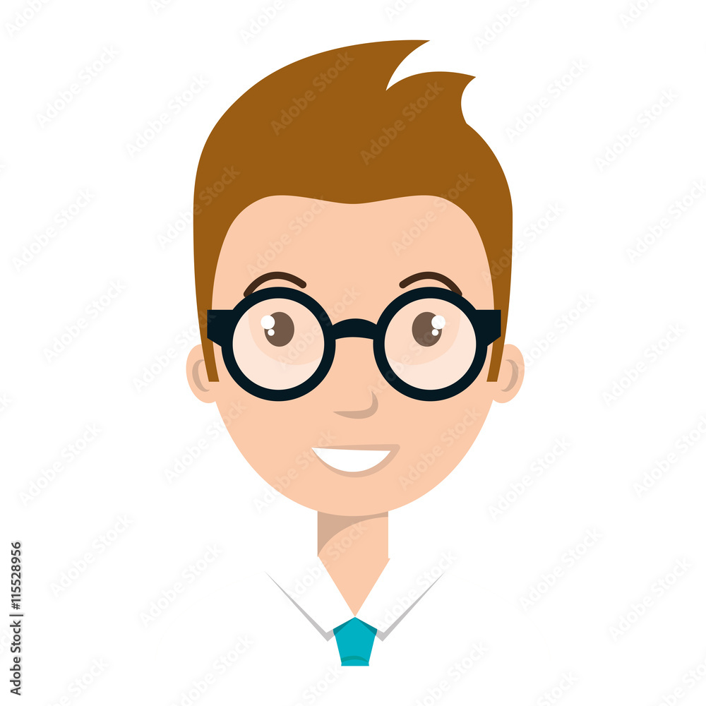 Young male cartoon profile, vector illustration graphic design.