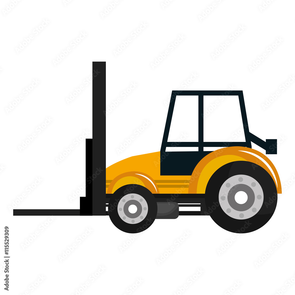 Construction vehicle machinary isolate flat icon, vector illustration.