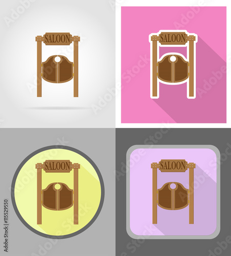 doors in western saloon wild west flat icons vector illustration