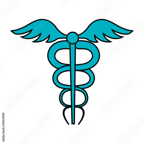 Medical healthcare caduceus isolated flat icon, vector illustration graphic design.
