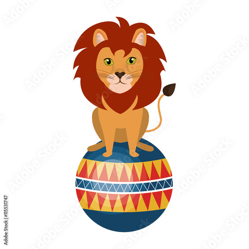 Circus lion doing pirouettes cartoon design, vector illustration graphic.