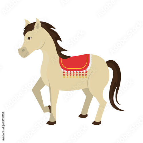 Circus white horse icon cartoon design, vector illustration graphic.
