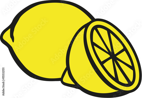 Lemon with sliced lemon