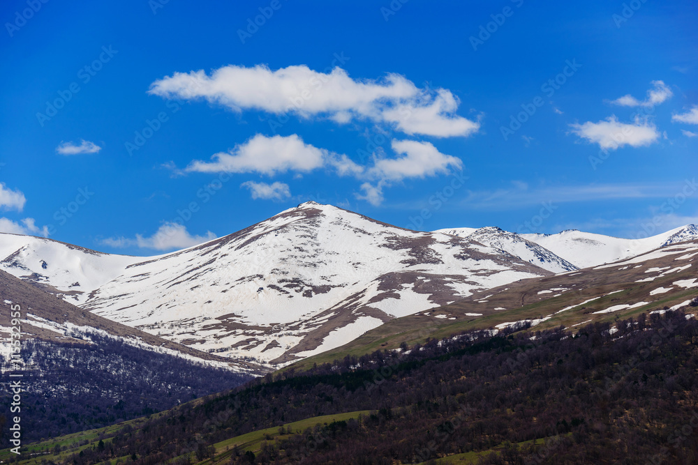 Amazing spring landscape with snowy mountains, Armenia