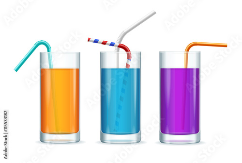Colorful Cocktail Glasses Set. Vector