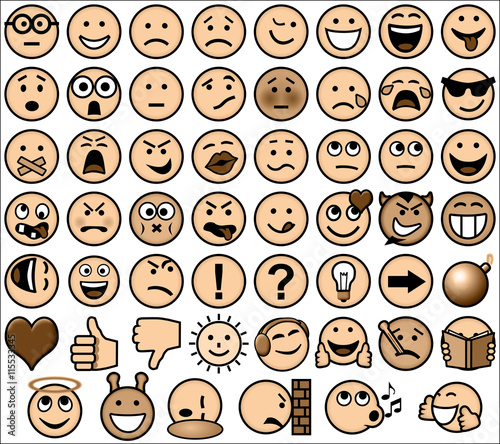 Vintage sepia retro style emoticon vector set