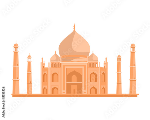 Tadj Mahal Illustration in Flat Design.