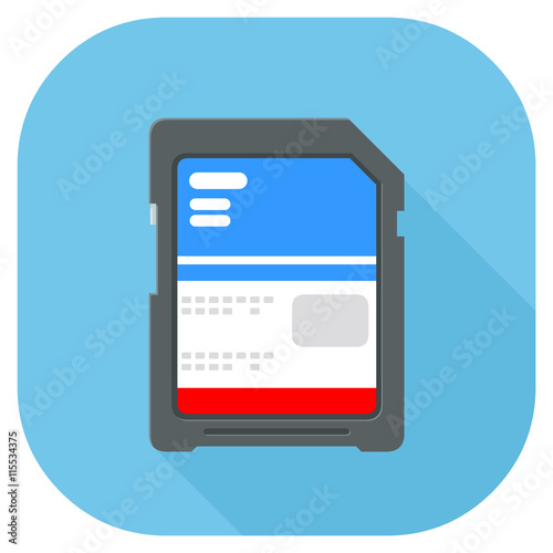 Vector illustration of an SD Card Flash Drive flat icon.
SD Card for storing data and  media.