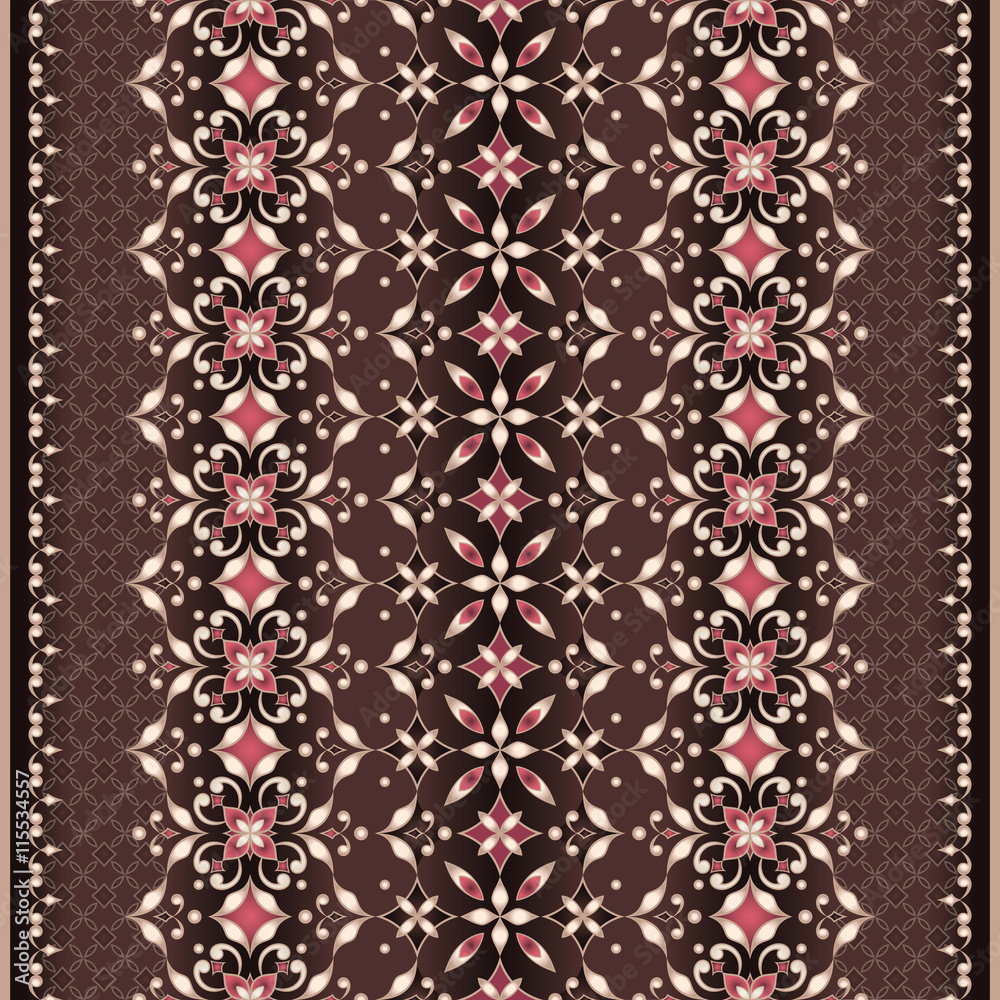 Vintage golden pattern in Eastern style on brown background.