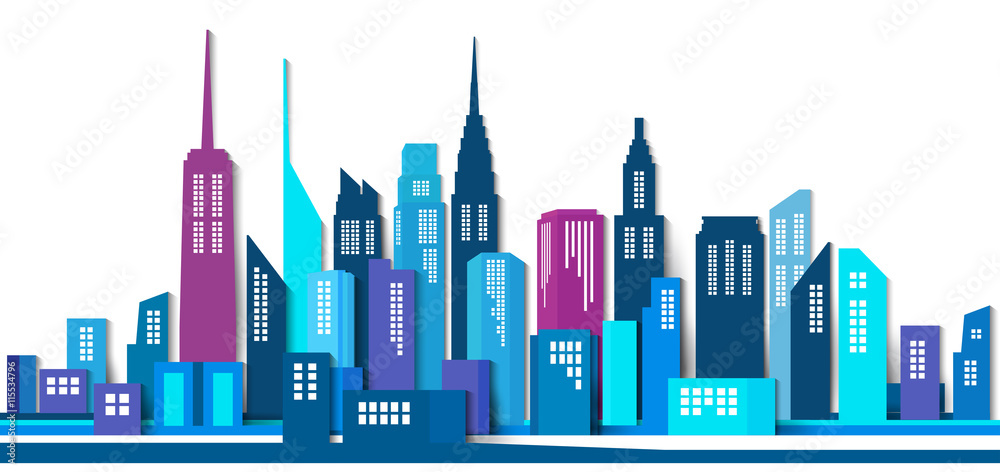 Vector Design - eps10 Building and City Illustration, Abstract Paper 3D Building, Abstract City scene