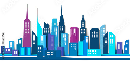 Vector Design - eps10 Building and City Illustration  Abstract Paper 3D Building  Abstract City scene