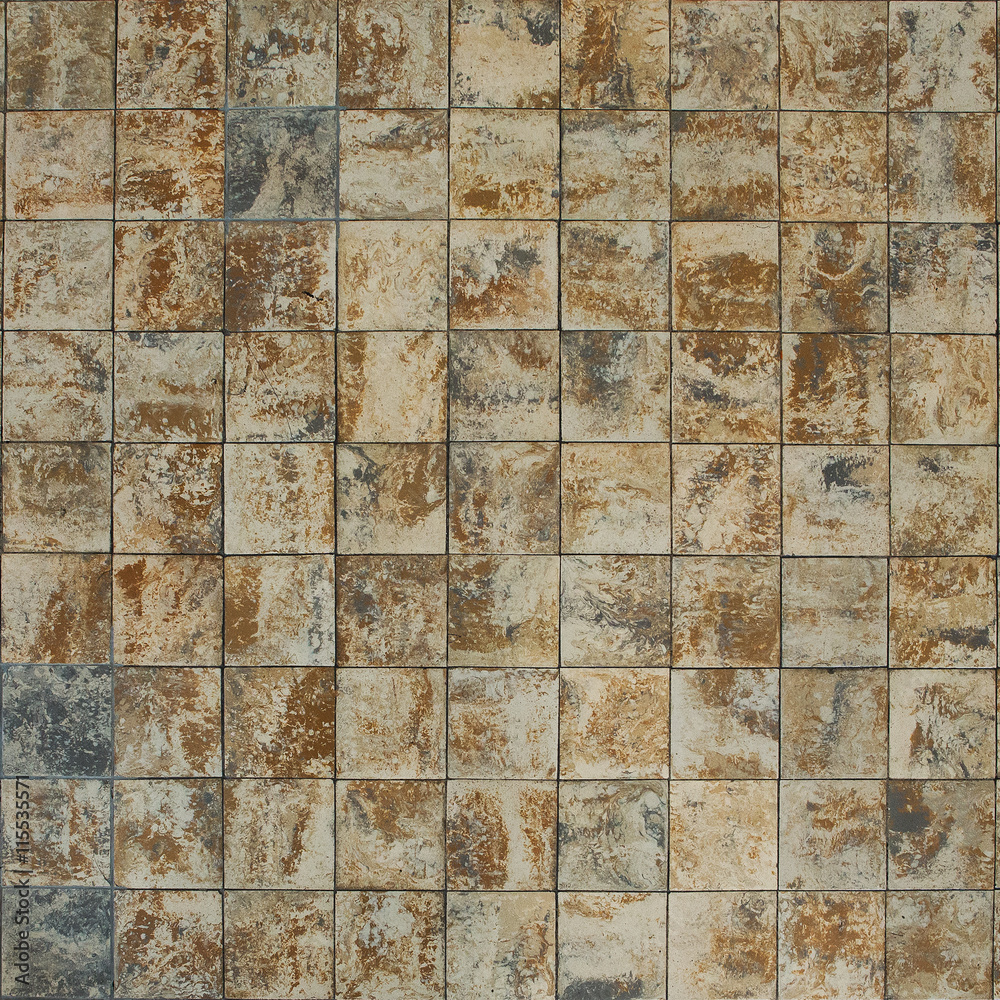 Fototapeta premium Old wall ceramic tiles patterns handcraft from thailand parks pu