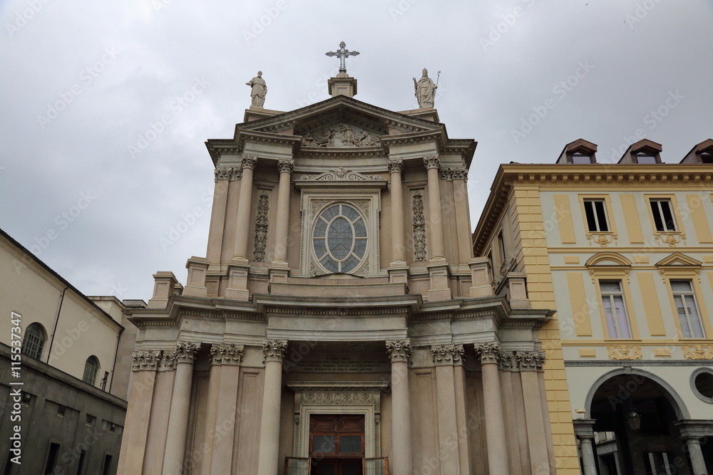 The unusual architecture of the Italian city of Torino a cloudy day