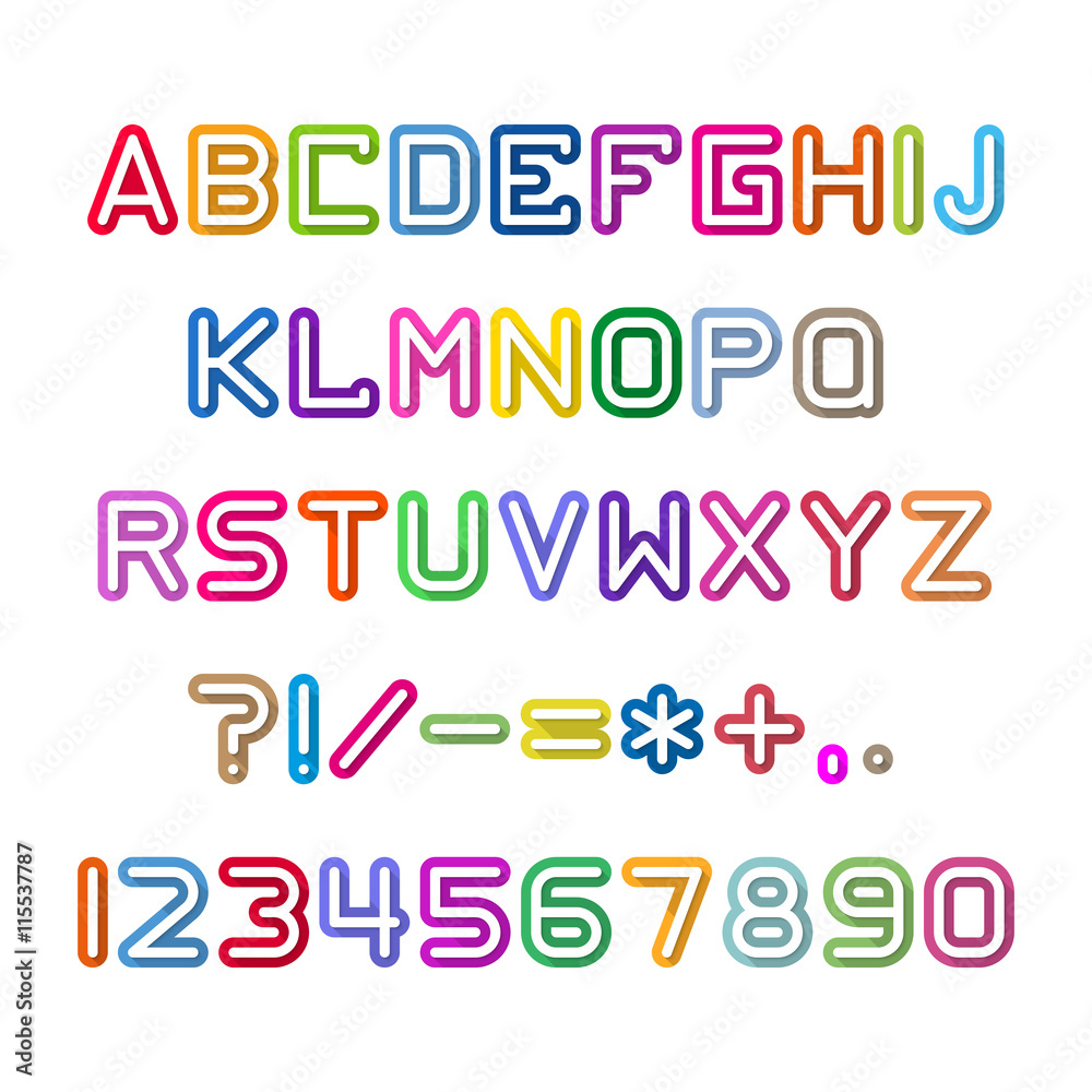 Colorful alphabet with shadow