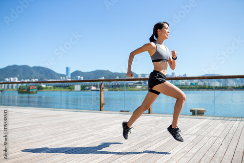 Photography Urban woman running in Hong Kong city