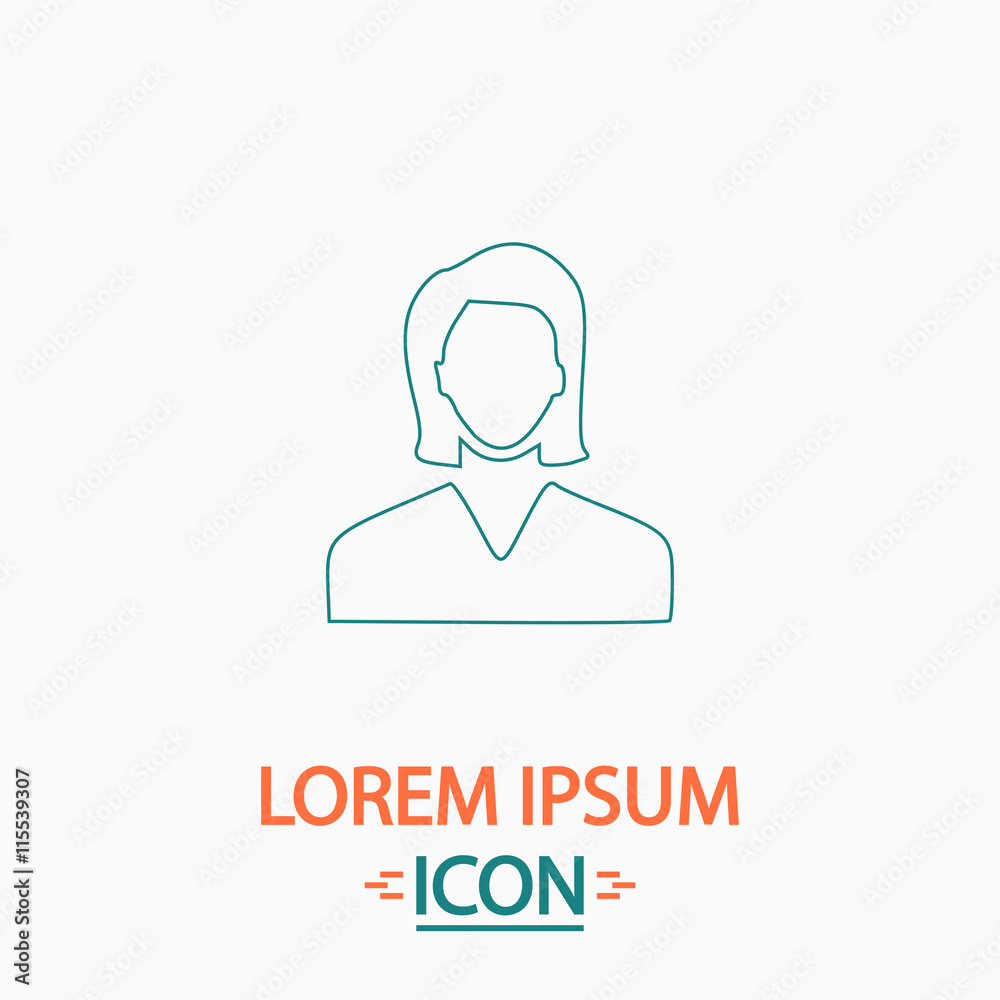 Female user computer symbol Female user computer symbol