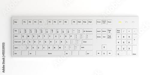 Computer keyboard on white background. 3d illustration