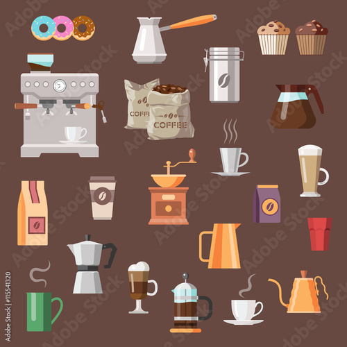 Coffee color icon set