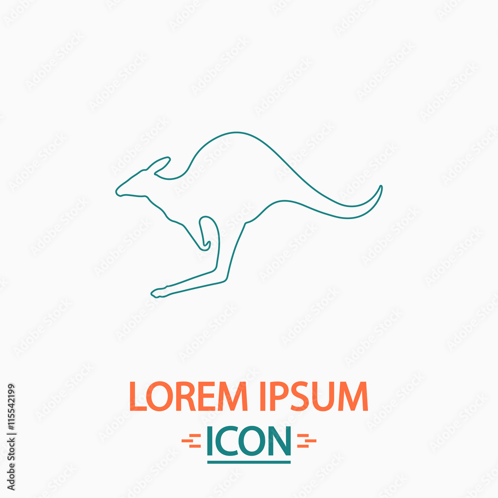 Kangaroo Flat thin line icon on white background. Vector pictogram