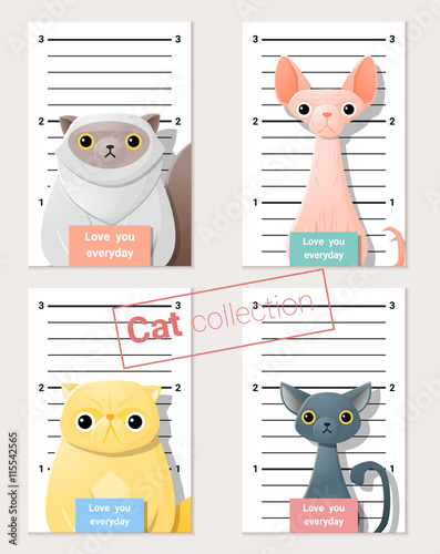 Mugshot of  cute cats holding a banner , vector, illustration